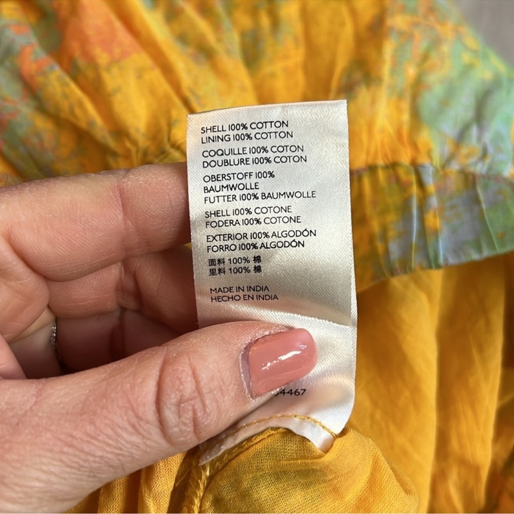 Free People Yellow Cotton Flowy Skirt- M - Picture 5 of 5